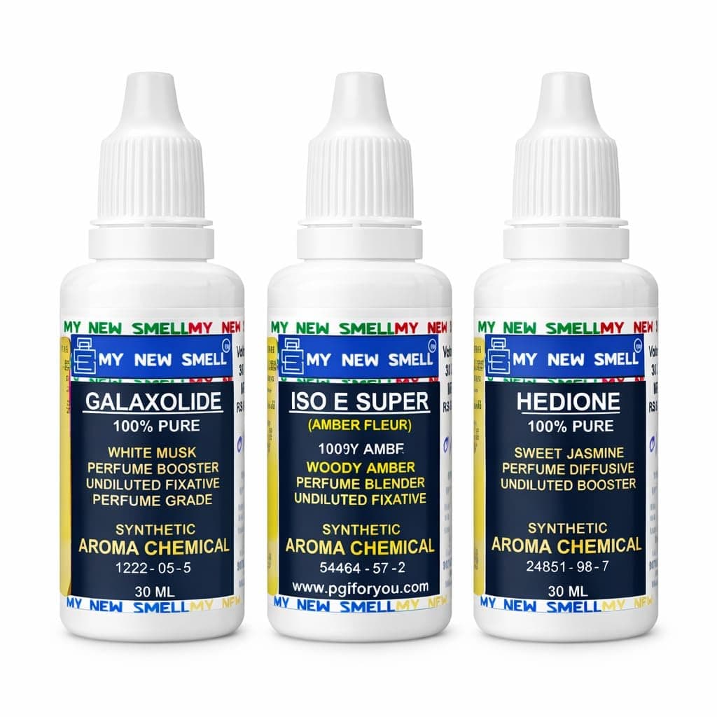 Perfume Making Combo Kit – Galaxolide + Iso E Super + Hedione - 30 ml each with How to use manual | Long Lasting Fixative, Woody Amber & Floral Notes | DIY Perfume, Attar, Fragrance Oil & Scent Blending Ingredients