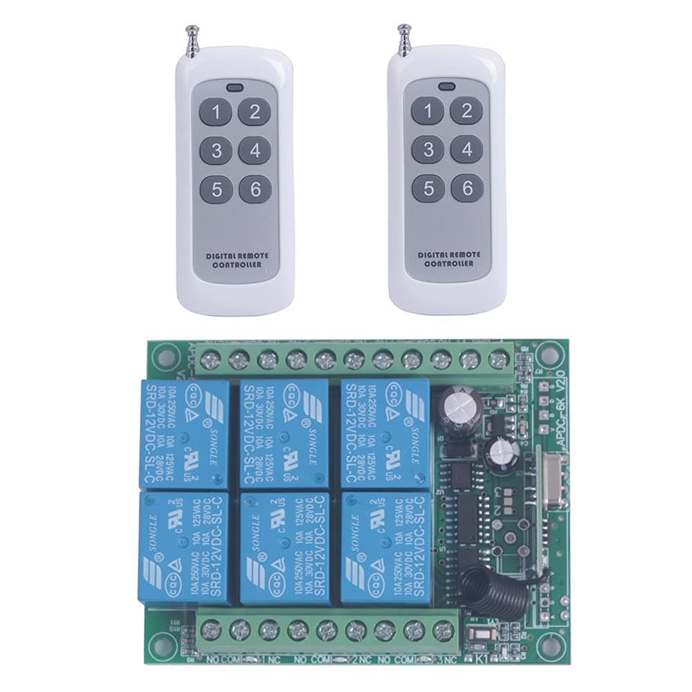 433mhz 12V DC 6 Channel Wireless Remote Control Relay Switch 12V Remote Relay...