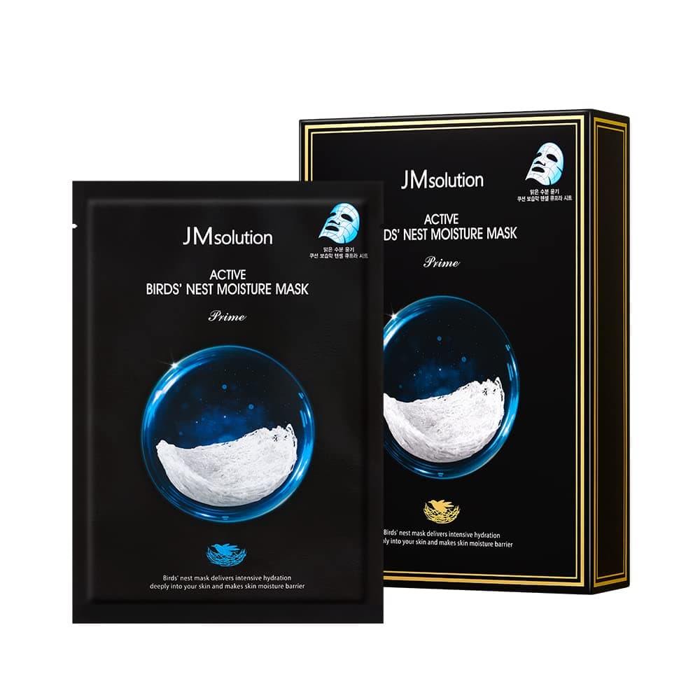 JMsolution Active Birds' Nest Moisture Mask (10 Sheets) | Deep Hydrating & Nourishing Korean Facial Mask | Swiftlet Bird's Nest Extract for Elasticity & Glow | K-Beauty Home Spa