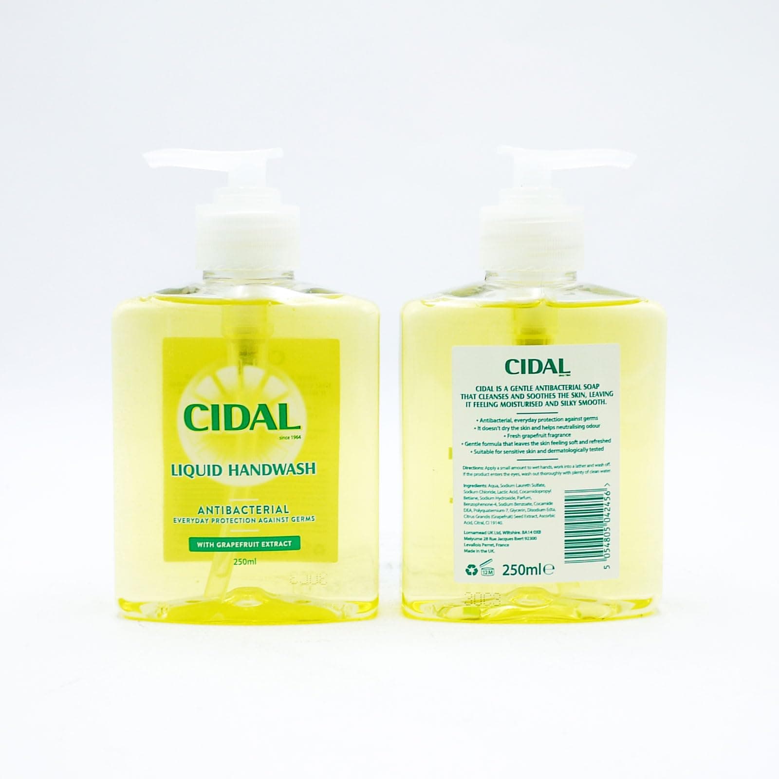 Cidal Grapefruit Handwash, antibacterial, uplifting fresh grapefruit scent, 250ml