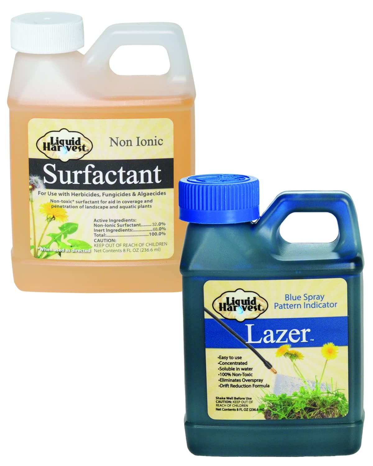 Liquid Harvest Lazer Blue Concentrate Spray Pattern Indicator 8 Ounce & Liquid Harvest Surfactant for Herbicides Non-Ionic 8 Ounce