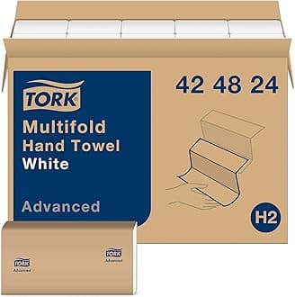 Tork Multifold Hand Towel White H2, Advanced, Strong and Absorbent, 16 x 250 Sheets, 424824
