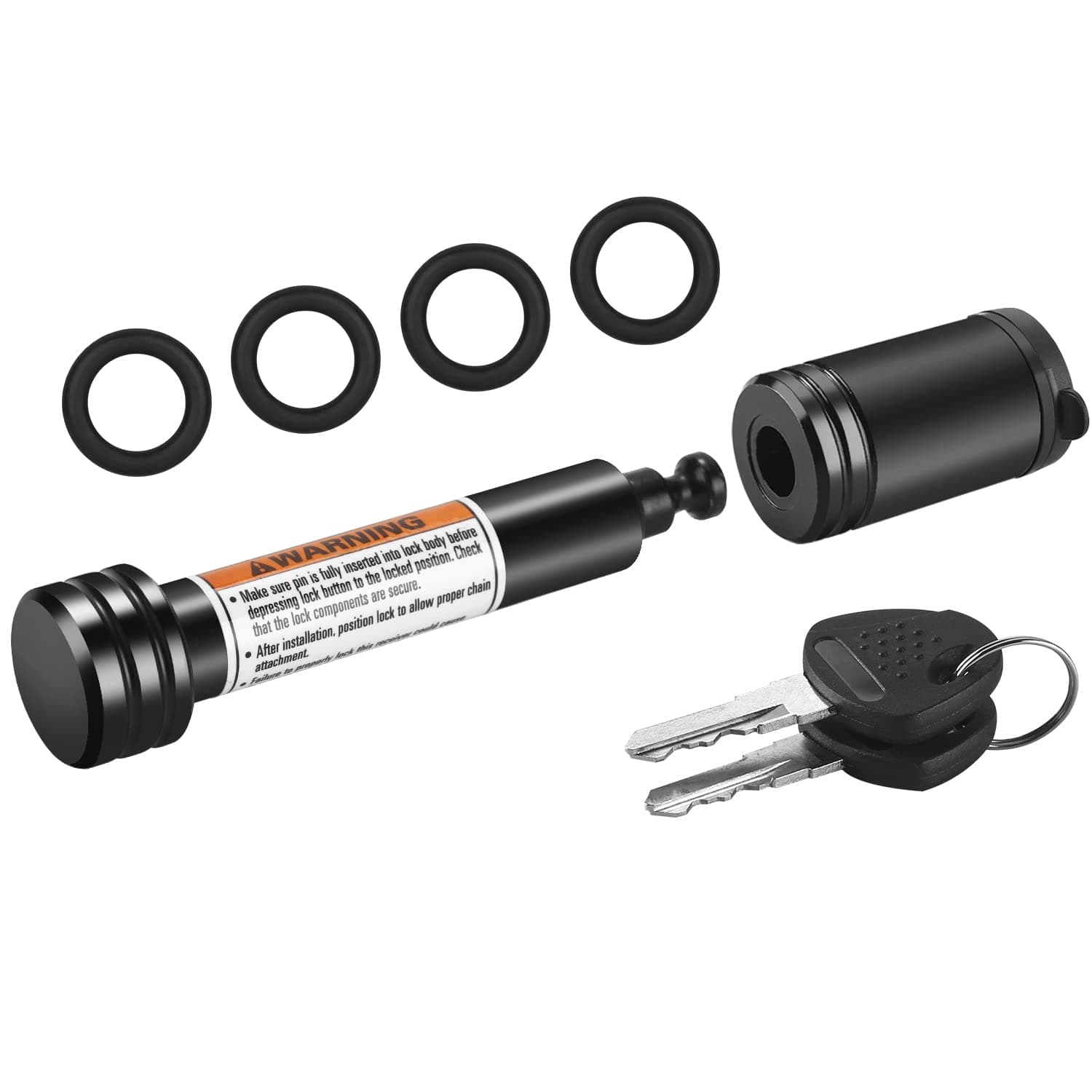 Trailer Hitch Lock - 5/8" Dia Locking Receiver Pin, Fits 2" Receiver Tubes, Class III & IV Hitch Receivers, Anti-Theft Trailer Receiver Lock, Black (1 Pack)