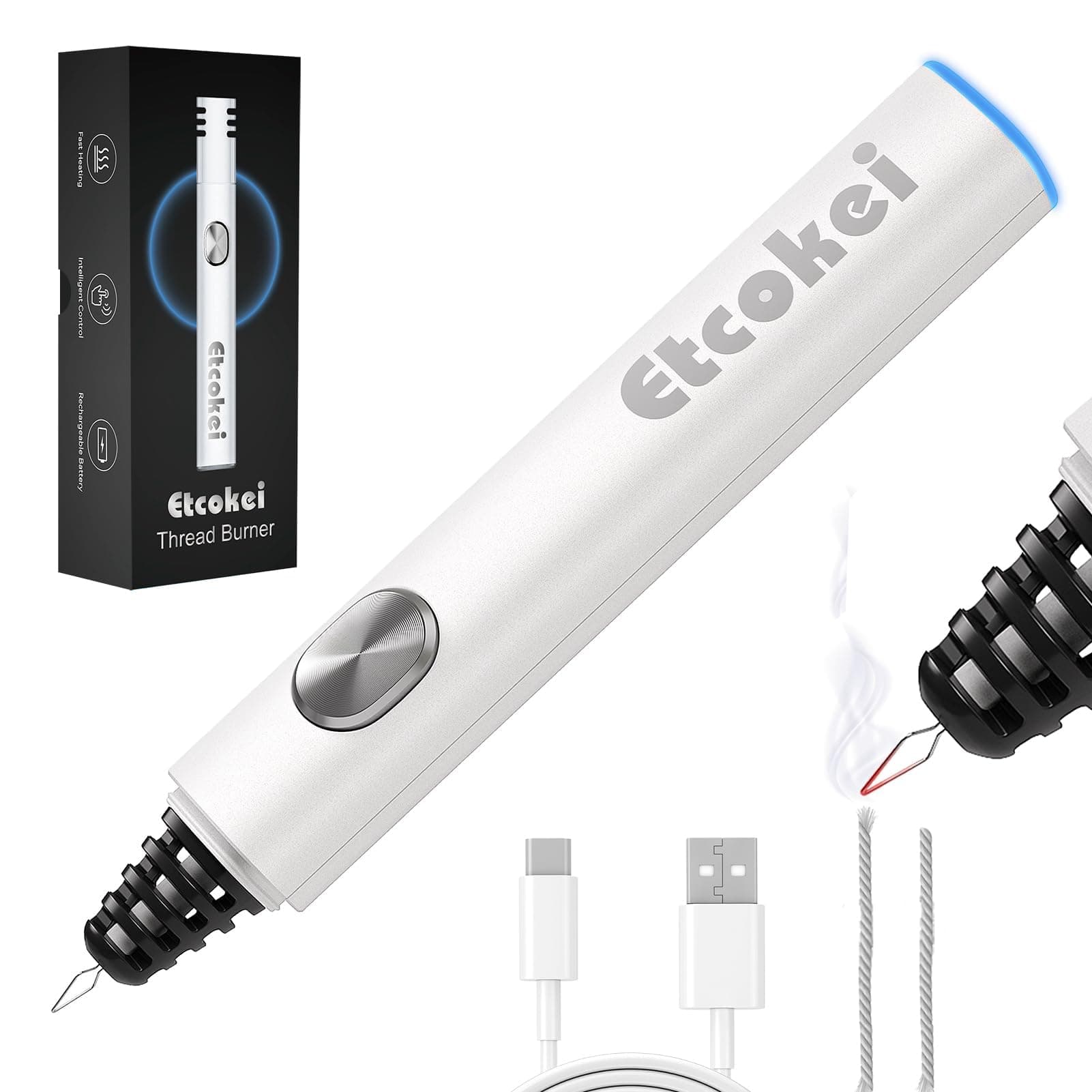 Etcokei USB Thread Burner Zap Tool, White with Instruction Manual