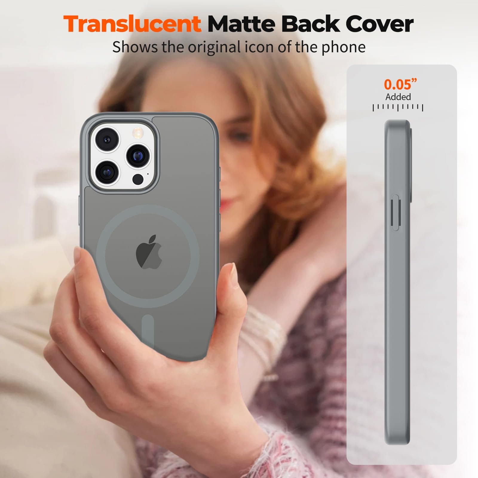 Magnetic for iPhone 13 Pro Max Case, [Compatible with MagSafe] [10 FT Military Grade Drop Protection] Slim Translucent Matte Shockproof Anti-Scratch Phone Case, Dark Gray