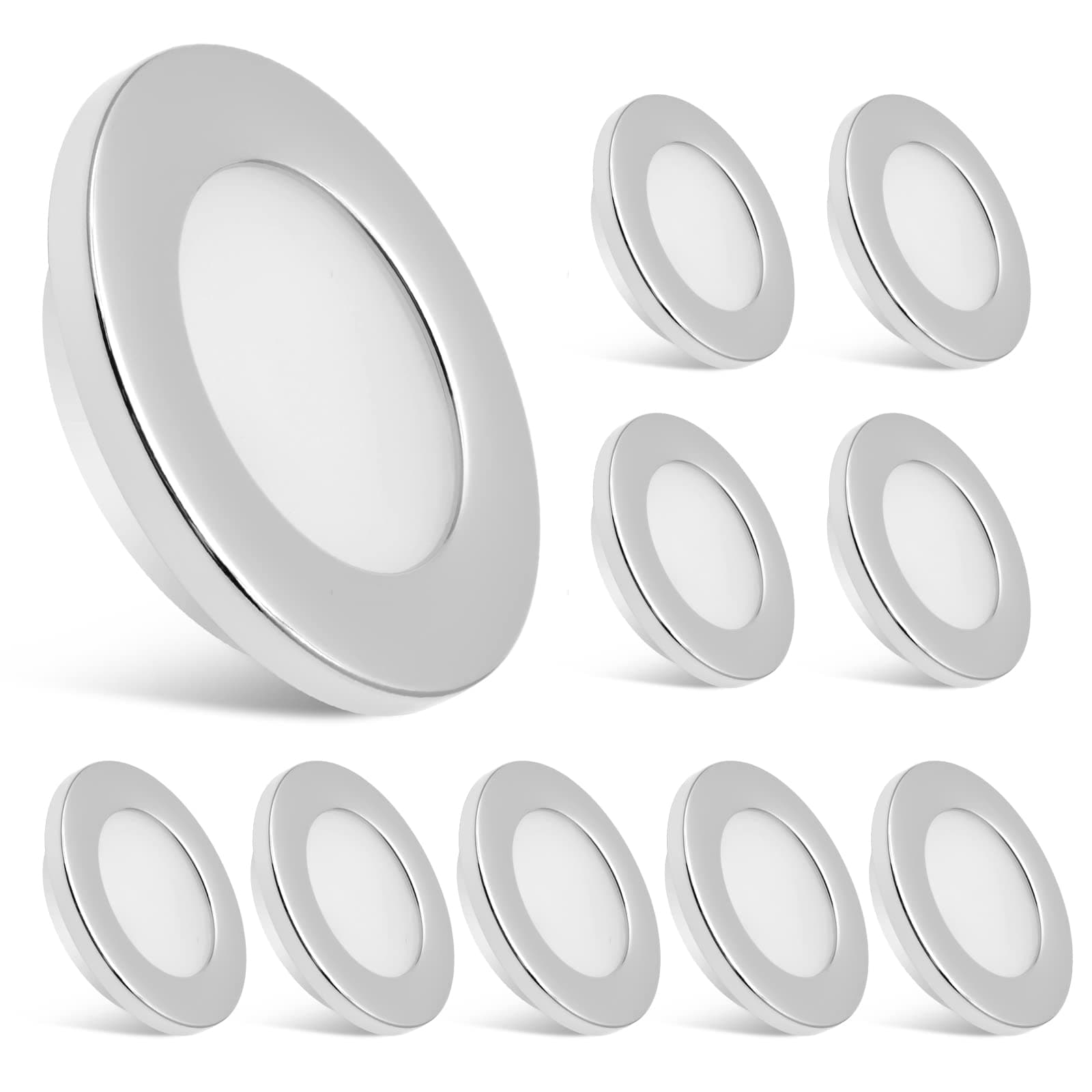 Dream lighting LED 12volt DC Recessed Ceiling Light for RV Caravan Boat Cabin Kitchen, Warm White, Chrome Plated, Pack of 10