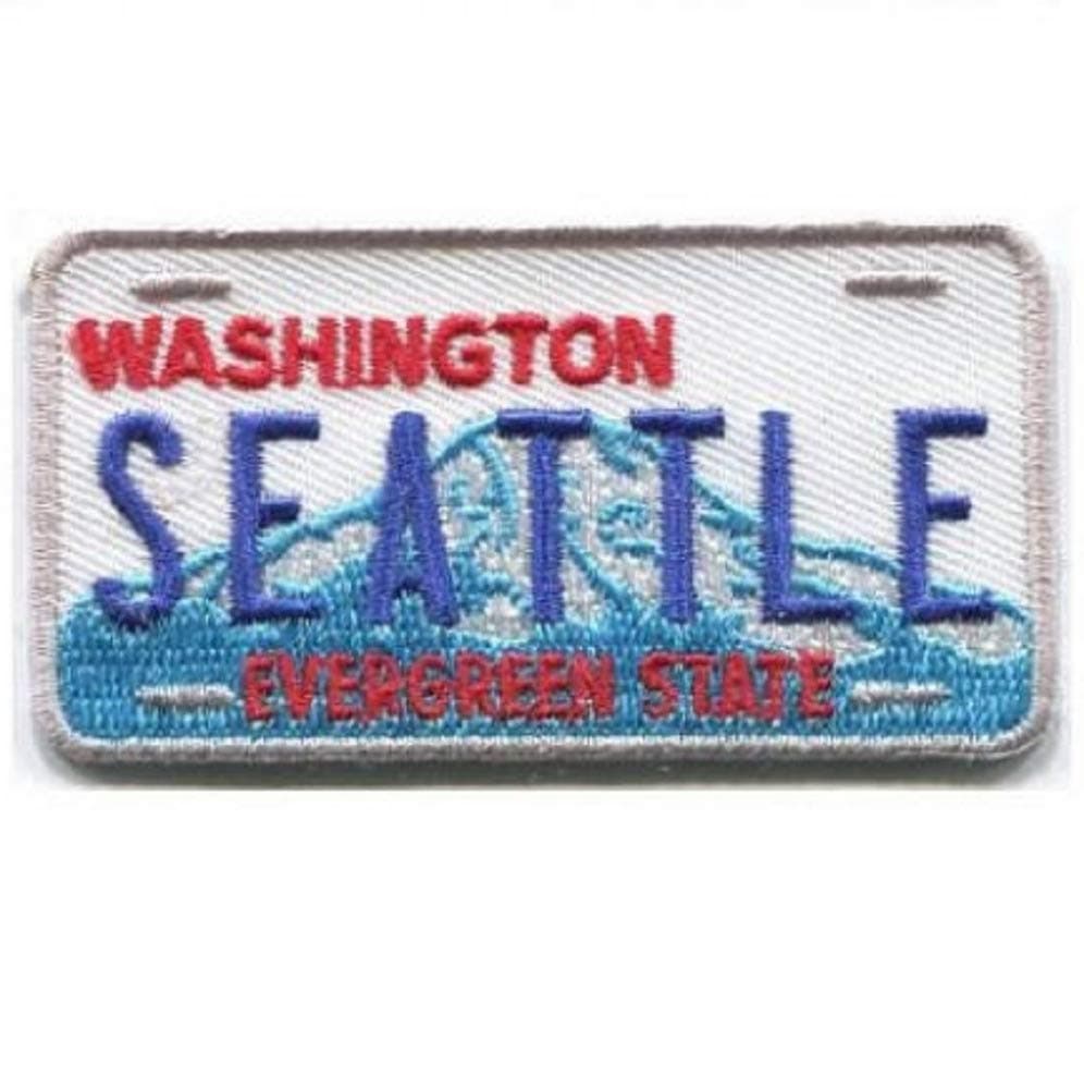 Seattle Patch - Washington State License Plate, Evergreen State (Iron on) #1441H