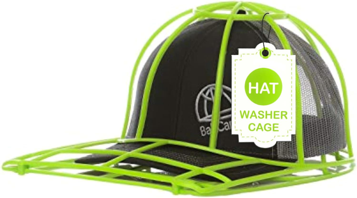 Cap Washer Hat Cleaner for Baseball Caps with Flat and Curved Bills - The Original Patented Hat Washer- NEON Green - Made in USA