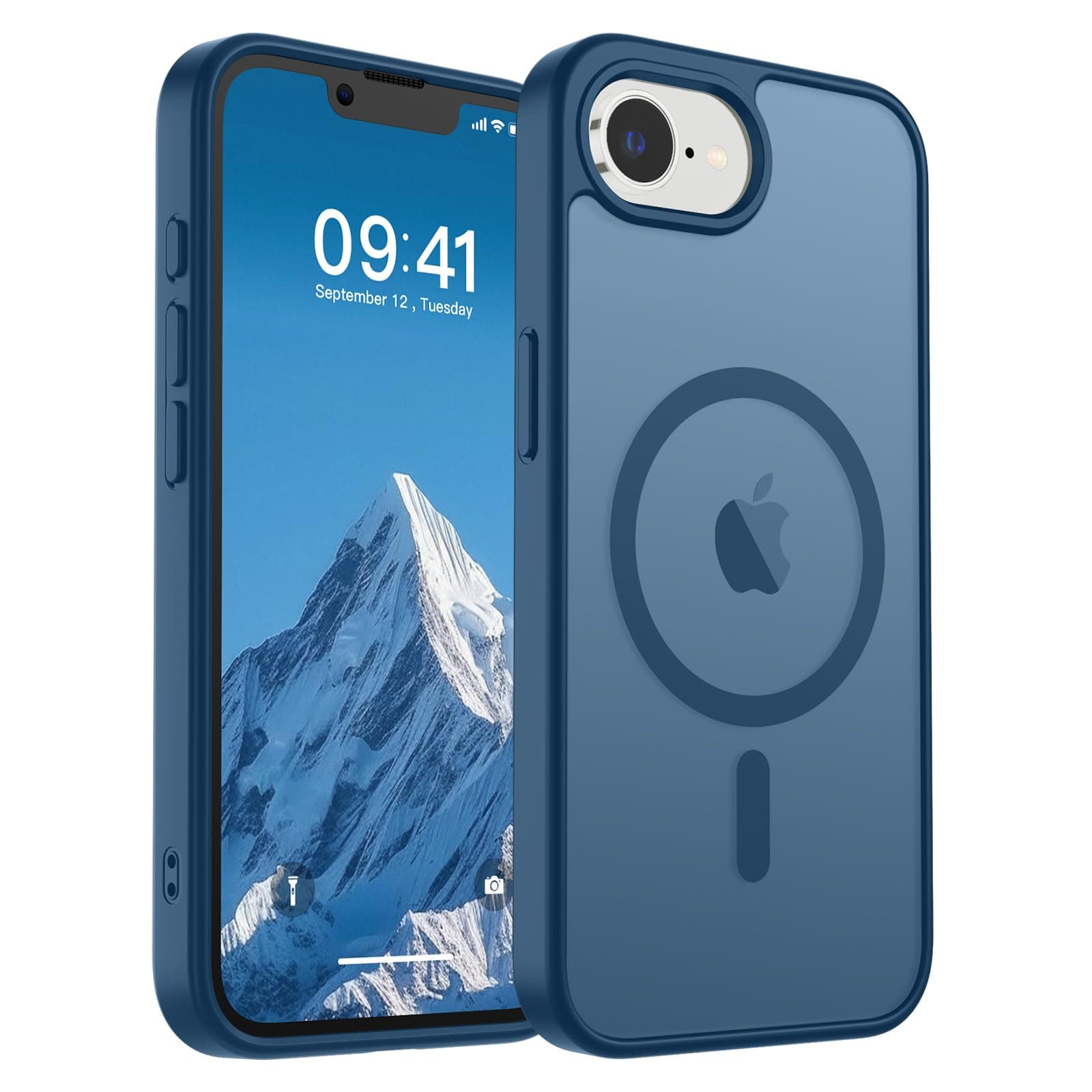 Magnetic for iPhone 17e Case/iPhone 16e Case with Screen Protector (Compatible with MagSafe)(Military Grade Drop Protection) Translucent Matte with Anti-Fingerprint Phone Case,Deep Blue