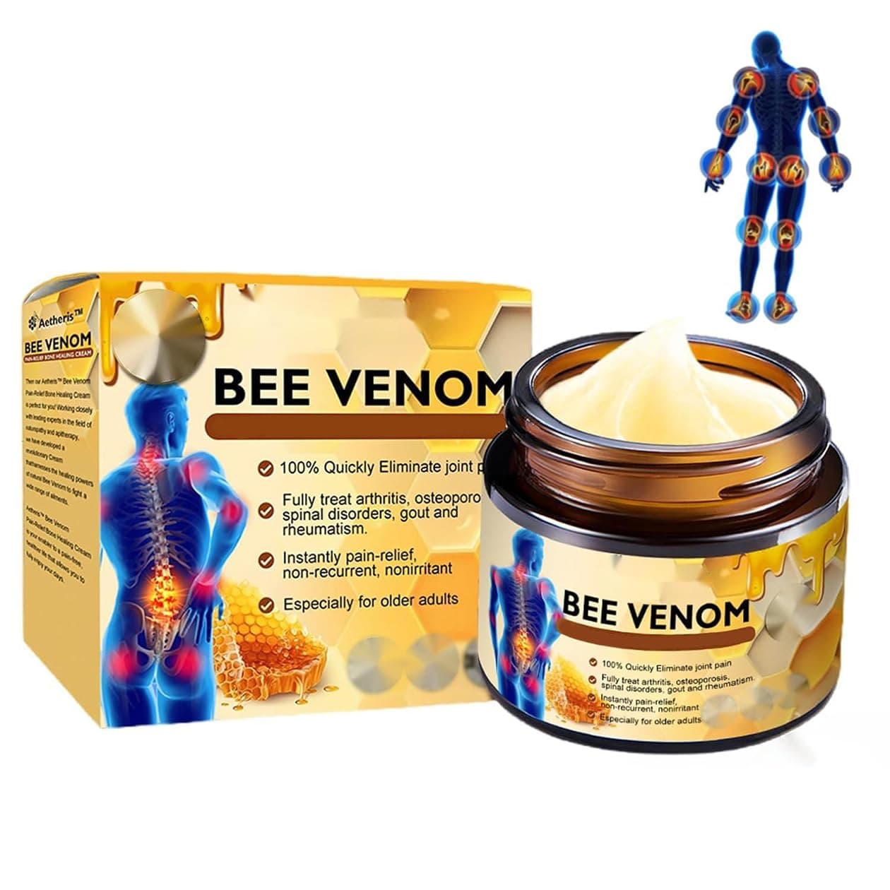 – Aetheris Bee Venom Cream, Aetheris Bee Venom Instant Ultra Strength Cream, Bee Venom Joint Relief Moisture Cream, Professional Bee V-enom Ointment (60G)