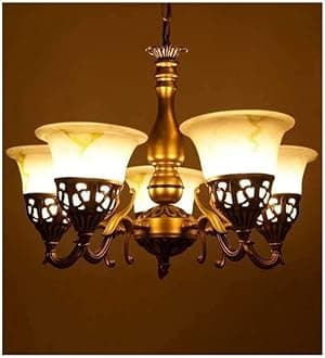 DarkVision Corded Electric, Metal 5 Light Chandelier Light, Golden Antique for Living Room/Bedroom/Cafe/Restaurant/Kitchen/Offices/Indoor/Outdoor and Home Decoration (1228 (5 Light), with Bulb)