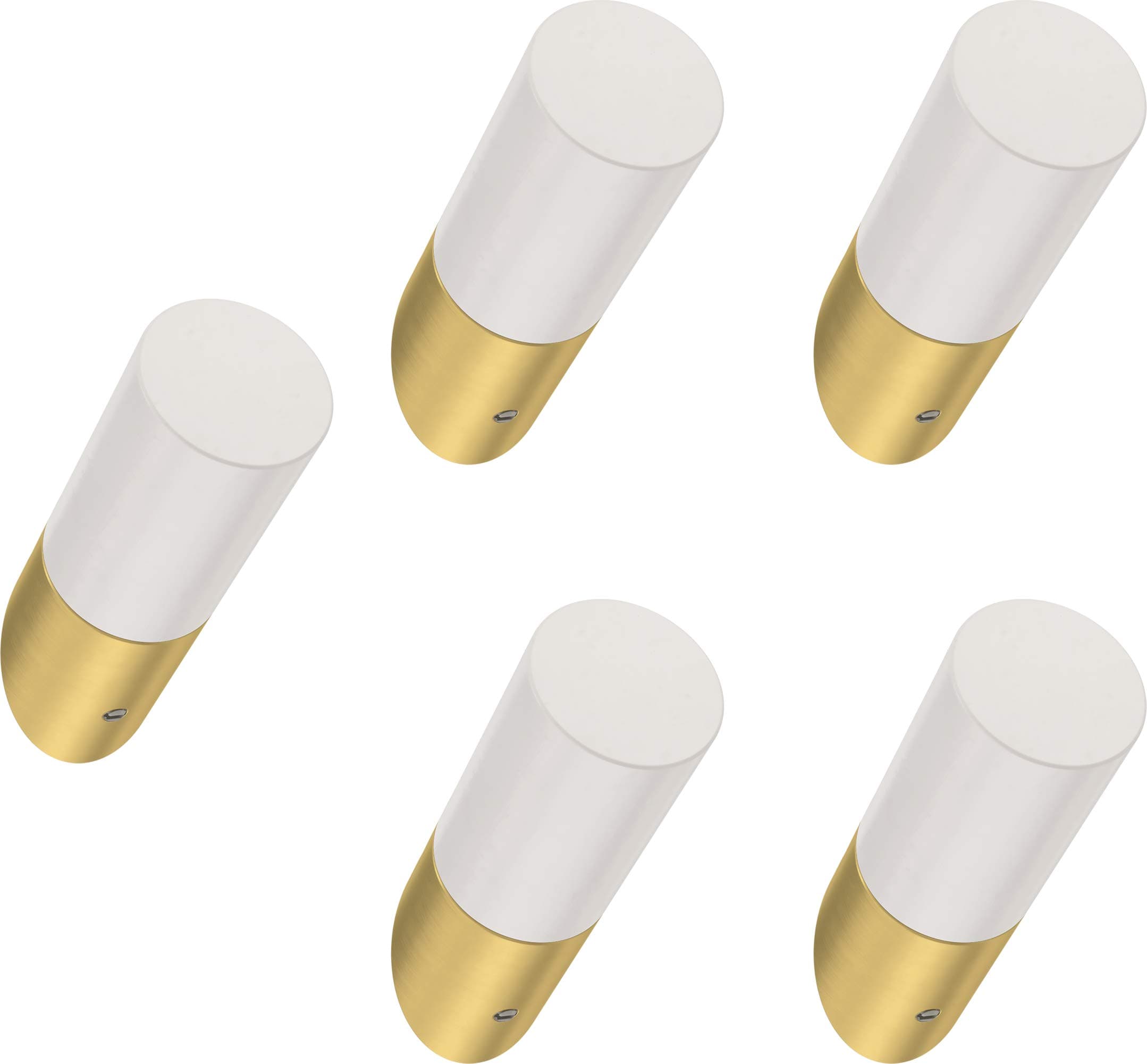 Franklin Brass Modern Slant (5-Pack) Single Wall Hooks 1-Prong Coat/Hat Pure White/Brass Hooks for Hanging Wall Mount Hanger Clothes, Purse, Bag, Towel Organization Decorative Wall Hooks B41615-PBB-B