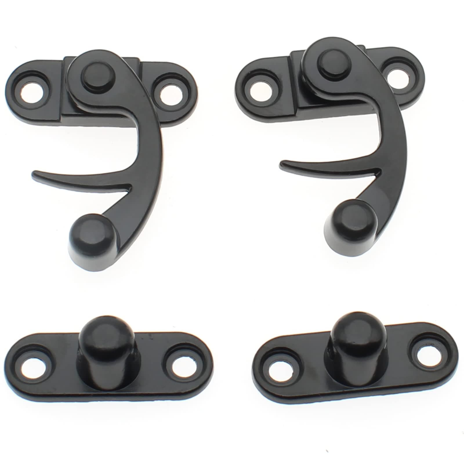 Antique Hook Hasp Latch 4-Pack Tone Swing Lock Clasp Zinc Alloy Right Hook Latch with Mounting Screws for Jewelry Box Cabinet Toolbox Suitcase (Black)