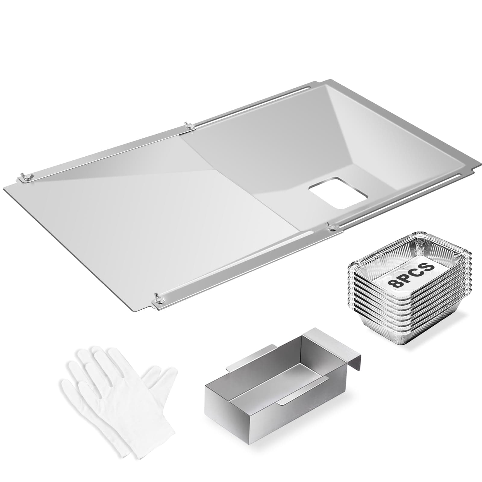 Grease Tray with Catch Pan and Foil Liner, Adjustable Drip Pan for 3/4/5 Gas Grill Models from Dyna Glo, Nexgrill, Expert Grill, Kenmore, Charbroil, BHG and More Grill Replacement Parts.