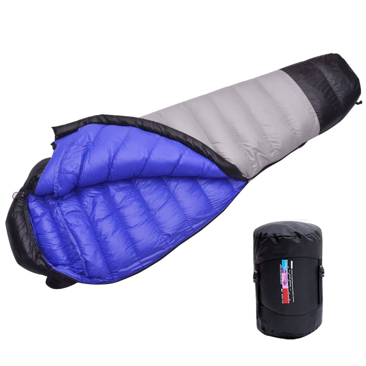 LMROutdoors Ultralight Mummy Down Sleeping Bag for camping with Compression Sack