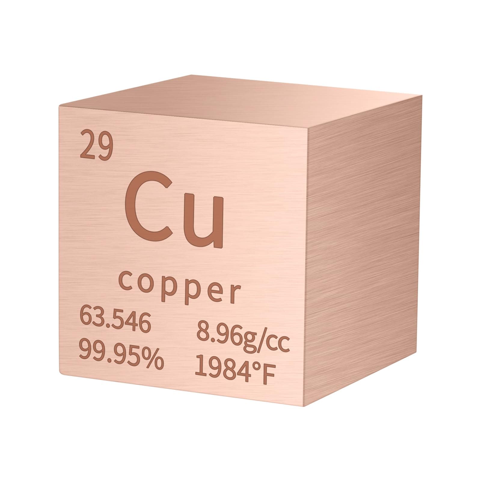 Copper Cube Metal Density Cubes Pure Metal High Density Element Cube for Element Collections Lab Experiment Periodic Table Collection DIY Teacher Science Creative Gift（Copper，1 Inch）