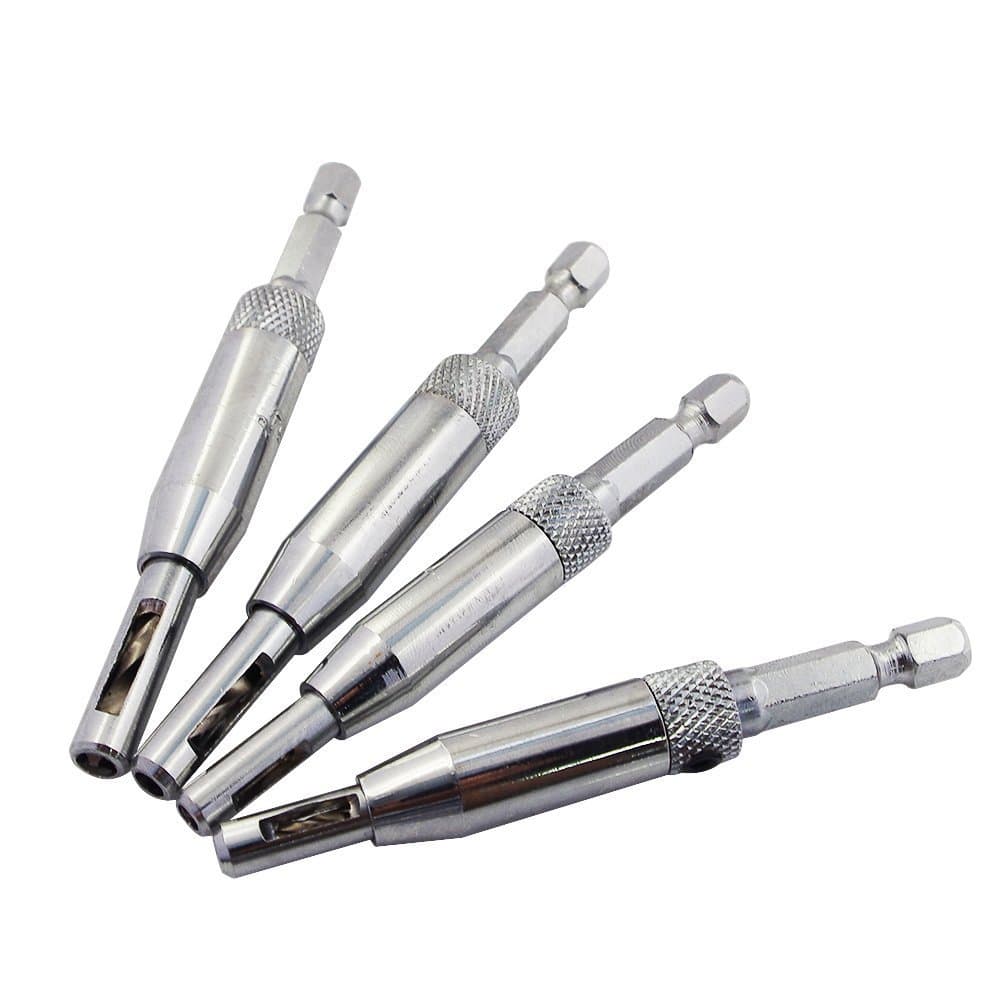 Bestgle4Pcs Door Self-Centering Hinge Drill, Window Hole Opening Centre Drill Bit Hole Puncher Woodworking Tools 0.2cm 0.3cm 0.4cm 0.4cm