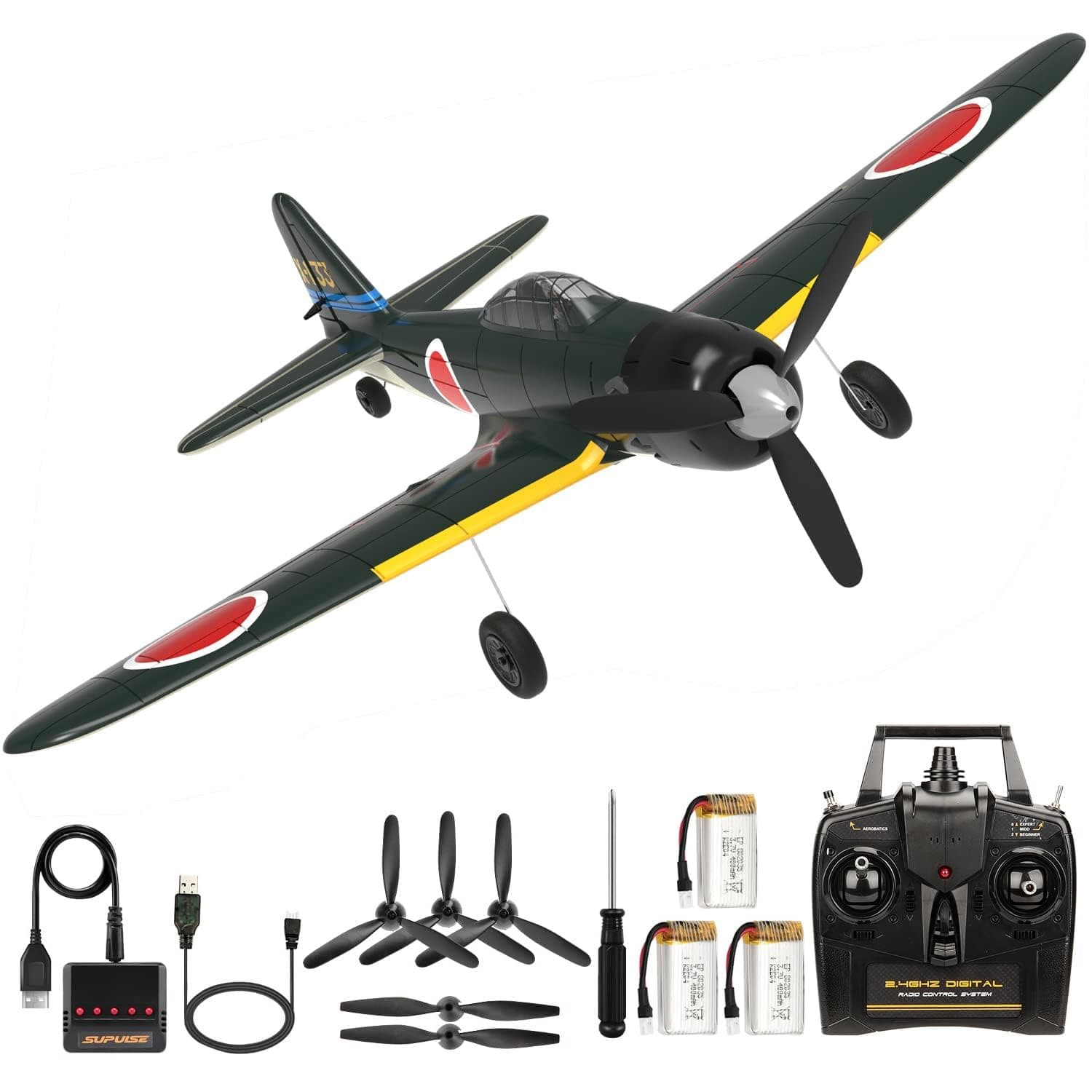 ANTSIR Romote Control Airplane Zero Fighter, 4 Channel RTF RC Plane with 6-Axis Gyro, WW2 Warbird Aircraft Toy Gift for Adults & Kid