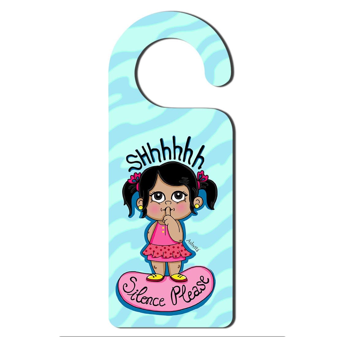 Ashvita Design Studio - Silence Please - Door Knob Tag - Pack of 1 - Home Decor - Door Sign/Door Hanger/Door Knob Sign/Hang Tag