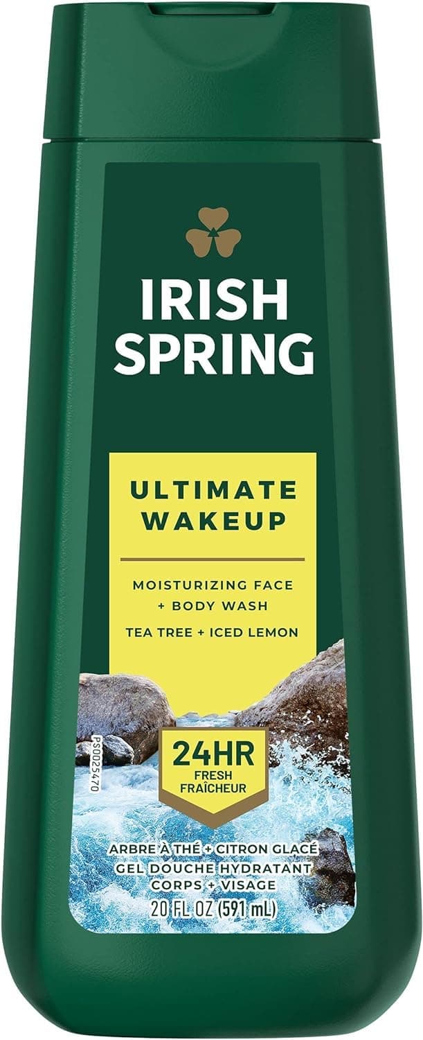 Irish Spring Ultimate Wake Up Tea Tree Face & Body Wash, Moisturizing Body Wash,18 Fluid Ounce,532ml