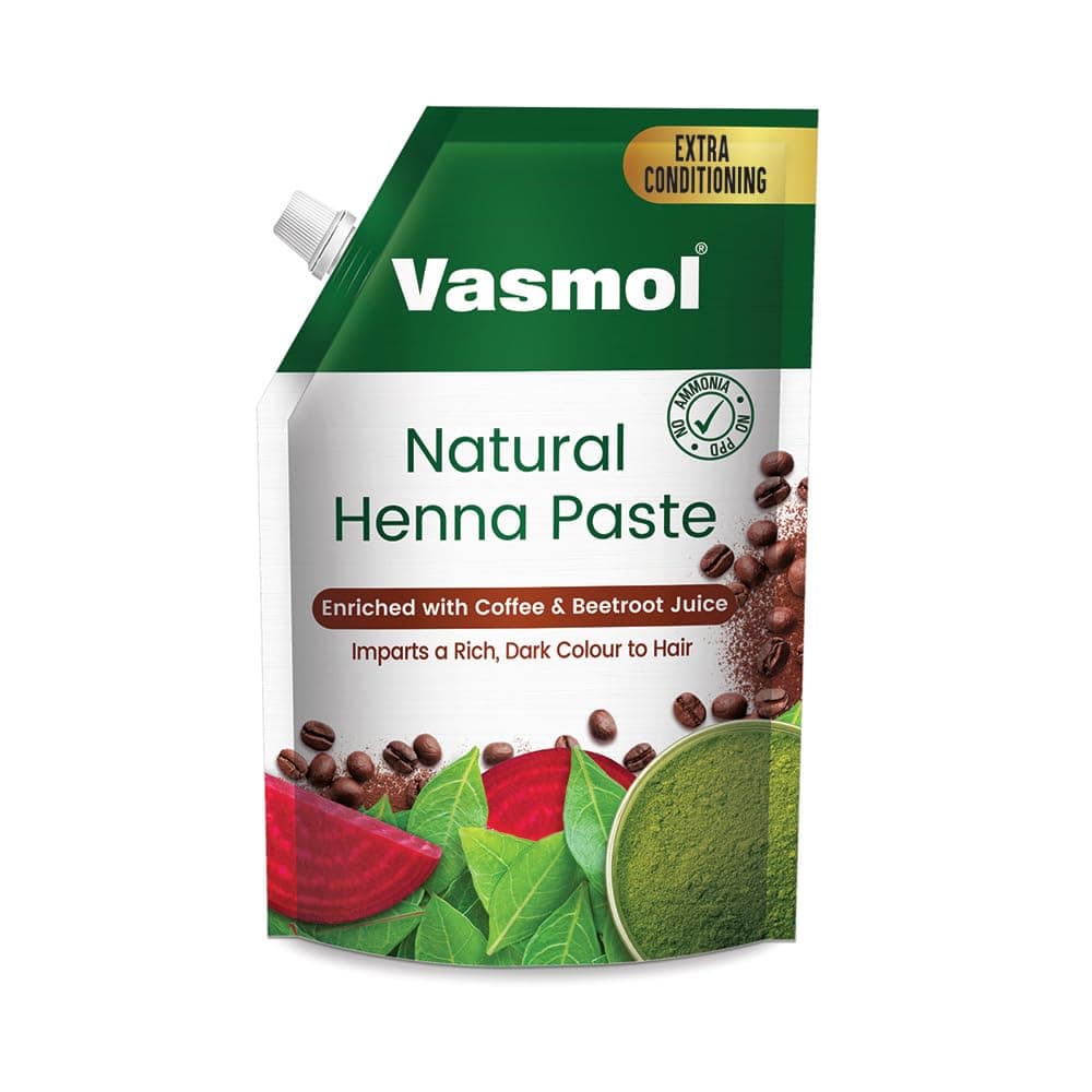 Vasmol Natural Henna Paste II Ready to use Henna Paste II Natural Brown Colour to Hair with extra conditioning II 100% Pure Henna, 200 gm