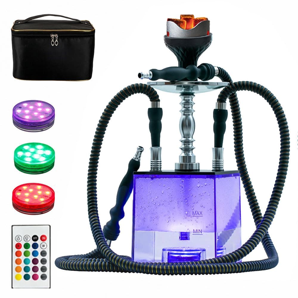 MRPAPA 2 Hose Hookah Set, Modern LED Hookahs with Everything, Portable Hookahs & Hookah Accessories Hookah to go set Great Gift for for Shisha