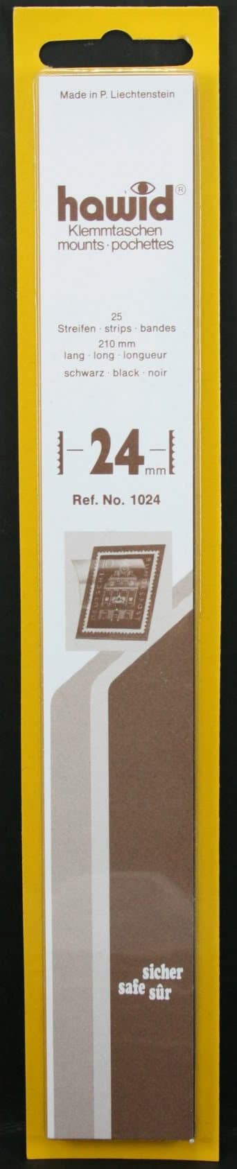 Hawid 25 210x24mm Stamp Mount Strips - Black