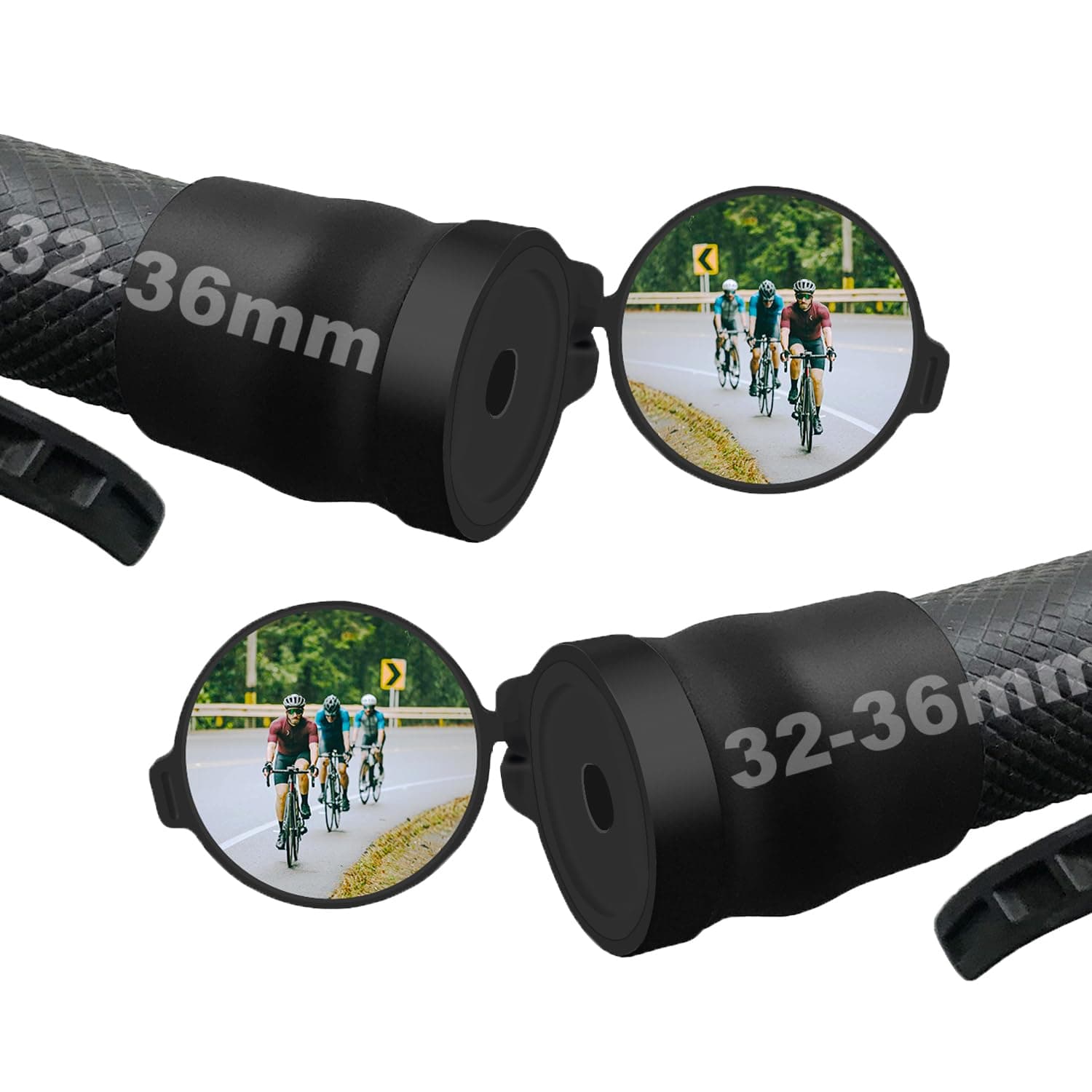Arkham Bicycle Mirror for Handlebar, Mini Rear View Mirror Foldable Rubber Mounting Sleeve for Handlebar, Handlebar End Wheel Mirror 360° Rotating Universal Bicycle Mirror for Mountain Bike, a Pair
