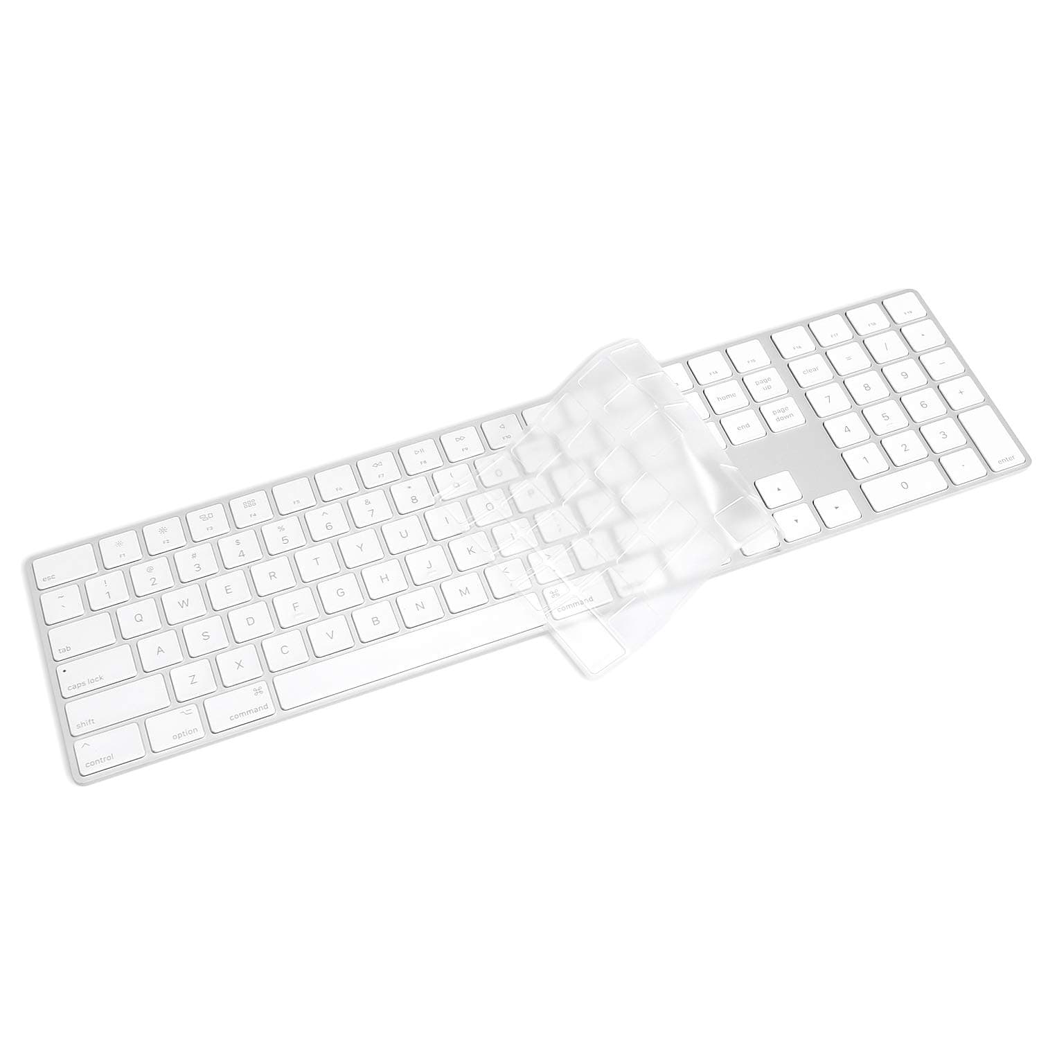 ProElife 2018-2017 Apple Magic Keyboard Cover Skin with Numeric Keypad A1843 US Enter MQ052LL/A Wireless Bluetooth Keyboard Ultra Thin Full Size TPU Protector 0.13mm Transparent Clear