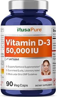 Vitamin D3 50,000 IU 90 Veggie Capsules (Non-GMO & Vegan)
