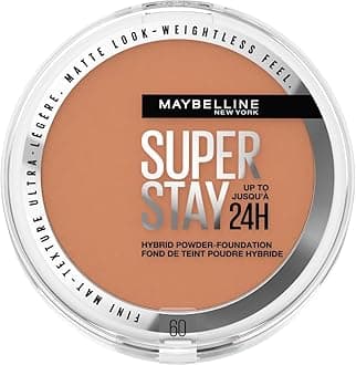 Maybelline Powder Foundation, Long-lasting 24H Wear, Medium to Full Coverage, Transfer, Water & Sweat Resistant, SuperStay 24H Hybrid Powder Foundation, 60