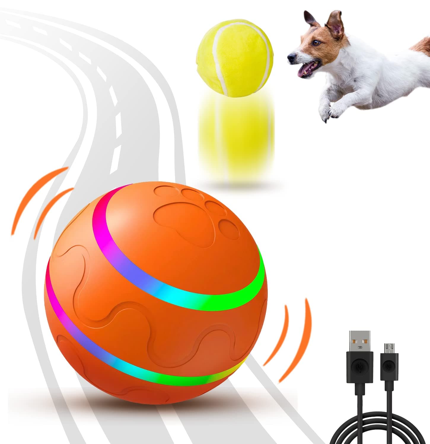 PetDroid Interactive Dog Ball Toy,Durable Motion Activated Automatic Rolling Ball Toys for Puppy/Small/Medium Dogs,USB Rechargeable (Interactive Cat Toys)