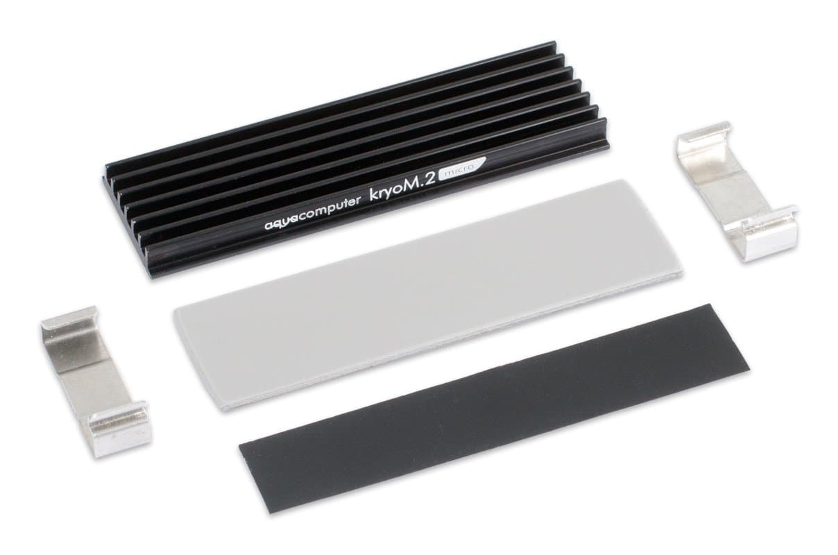Aquacomputer kryoM.2 micro Passive cooler for M.2 2280 SSD, black