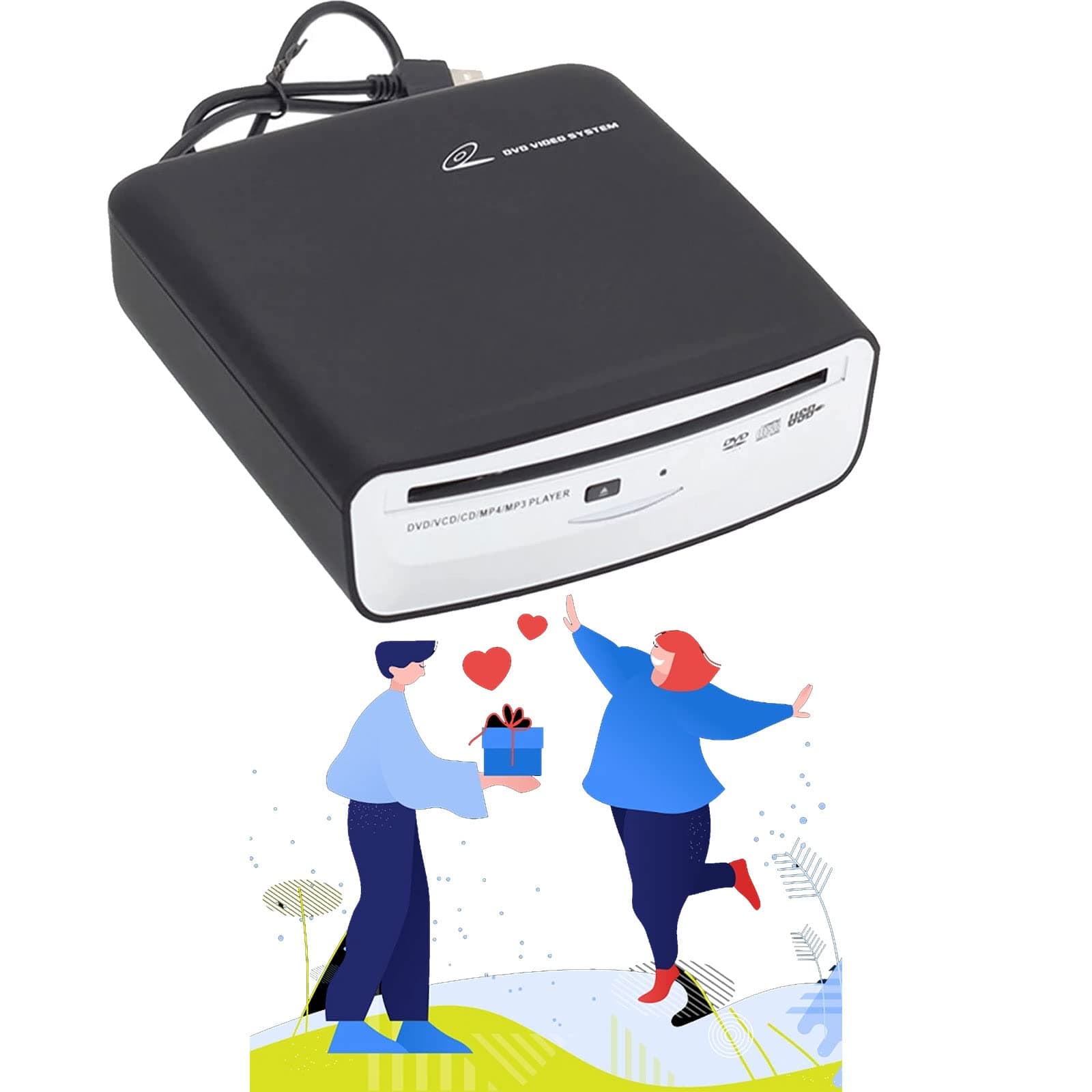 ASVEGE External USB CD Player VCD MP3 MP4 for Car Android System Ideal Gift for DAD