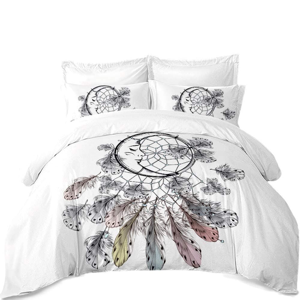 REALIN Boho Dream Catcher Eagle Elk Element Series Bedding Bohemia Feather Duvet Cover Set Microfiber,Quilt Cover/Sheet/Pillow Shams,Single/Double/King