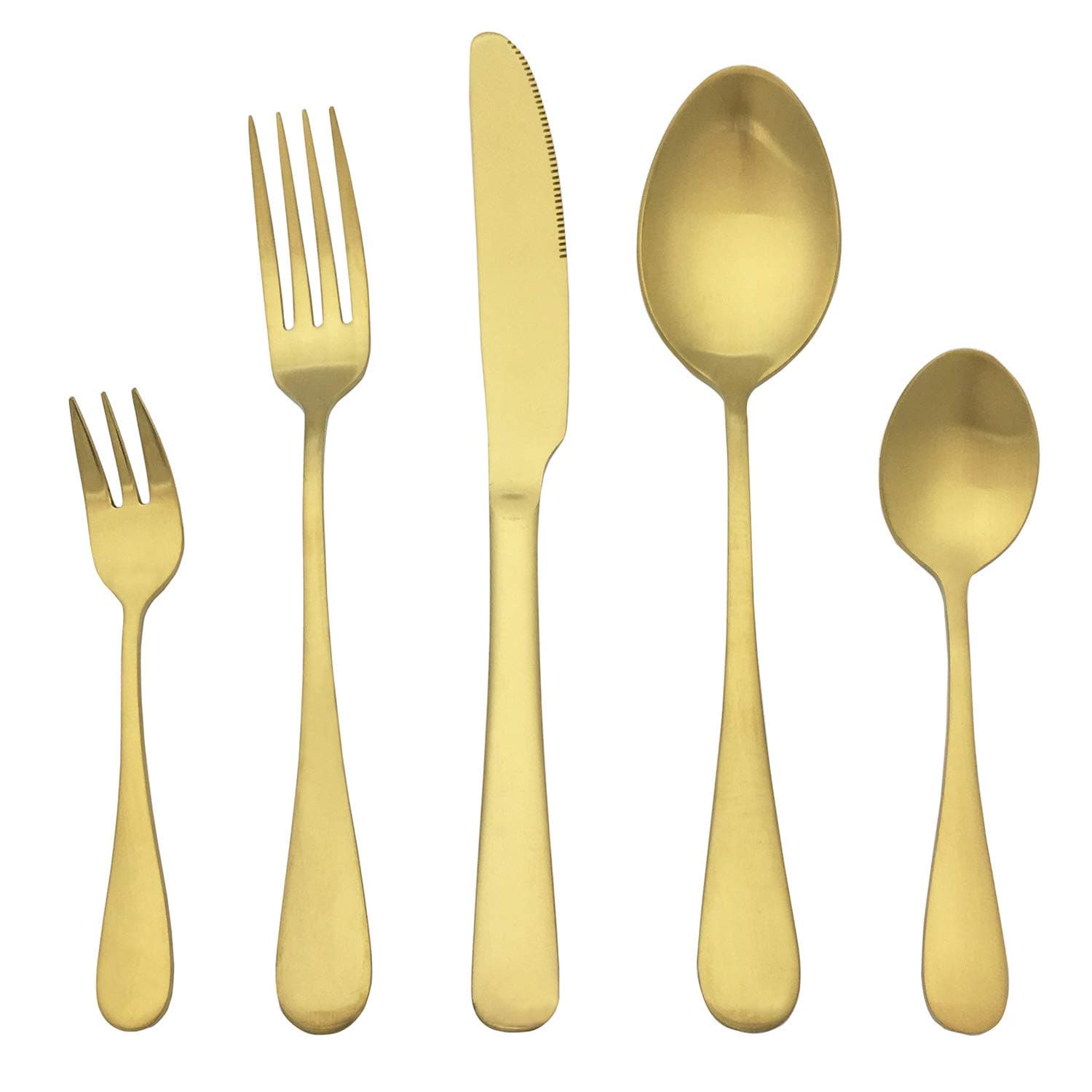 Kingware Home Gold Silverware Flatware Cutlery Set,18/0 Stainless Steel Utensils 20-Piece Service for 4,Include Knife/Fork/Spoon,Matte Polished,Dishwasher Safe(Gold)
