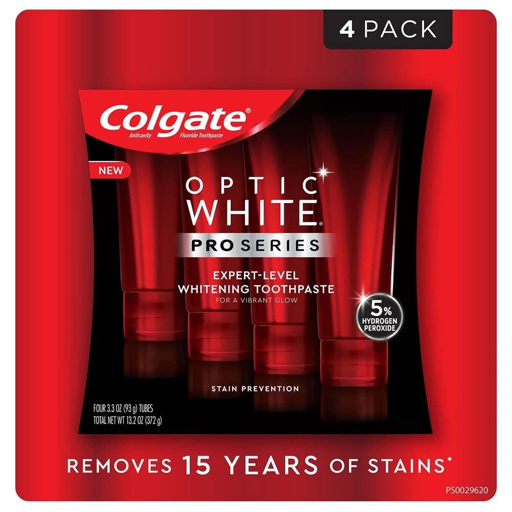 Colgate Optic White Toothpaste Pro Series Stain Prevention 3.3 Ounce (Pack of 4)