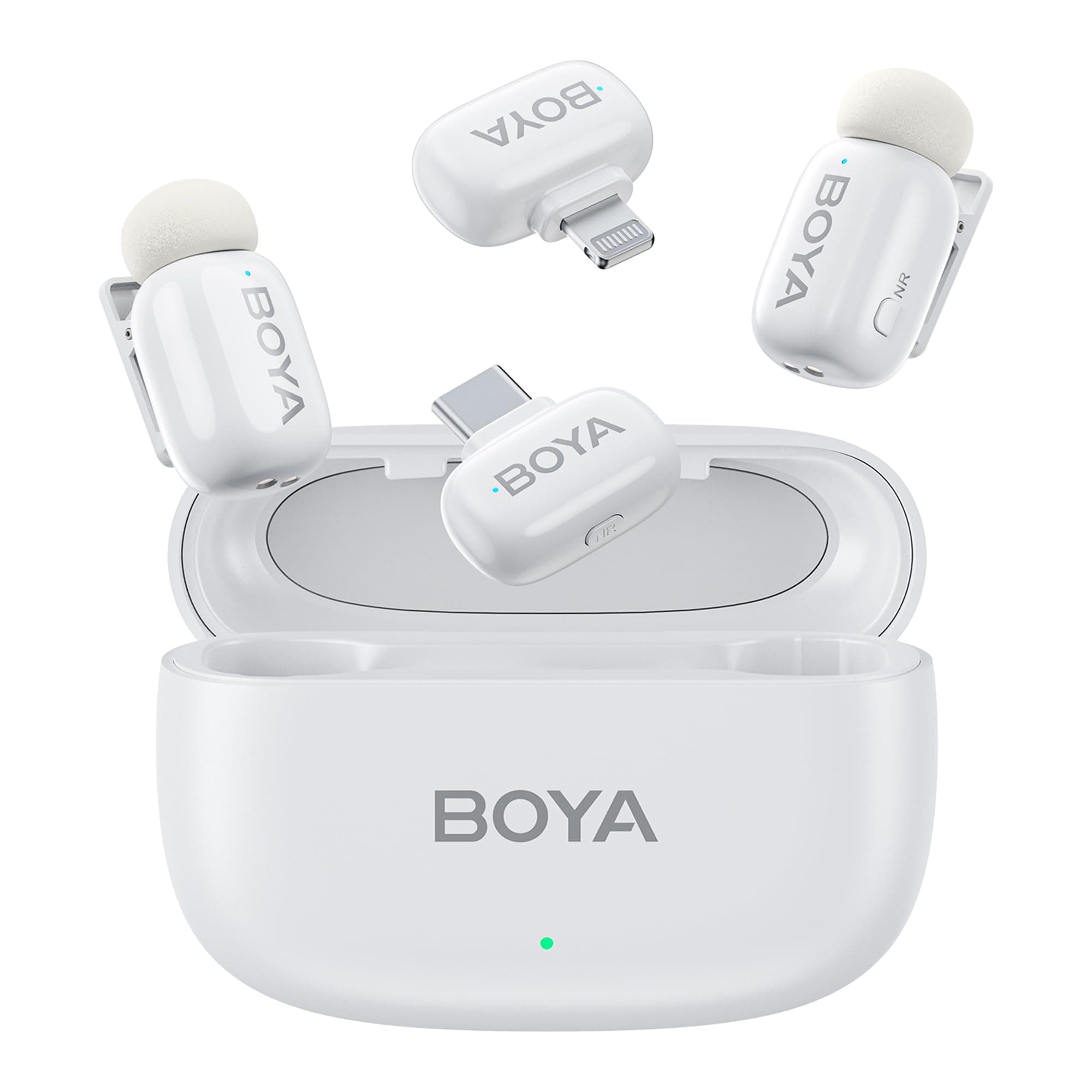 BOYA Mini Pin Microphone, Wireless, Compatible with iPhone 16, iPad and Android, Includes 2 Plugs & 2 Ultra Small Microphones, 30 Hours of Use, AI Voice Change, Noise Reduction, for Vlog, Distribution