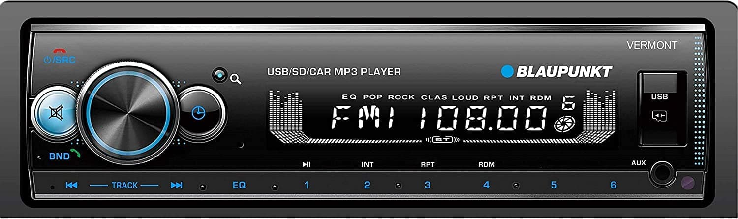 BLAUPUNKT Multimedia Car Stereo - Single DIN LCD Display with Bluetooth Streaming, Hands-Free Calling, MP3/USB Front Aux, AM/FM Receiver