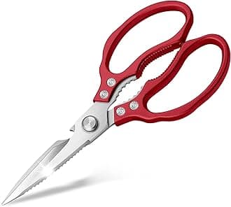 CGBE Kitchen Scissors Heavy Duty, Dishwasher Safe Kitchen Scissors, Multi-Purpose Kitchen Shears for Food, Non Slip Stainless Steel Sharp Cooking Scissors (Red)