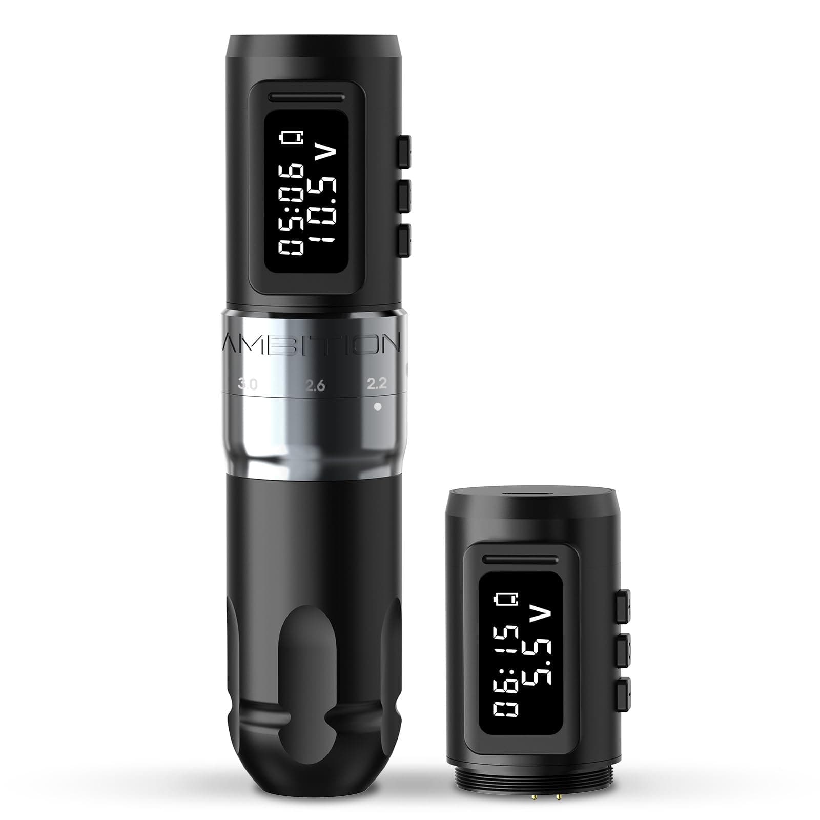 Ambition MARS-U Wireless Tattoo Machine with Adjustable Stroke - Rotary Cartridge Tattoo Machine Pen with Extra 1800mAh Power Coreless Motor Digital LED Display for Professional Tattoo Artist