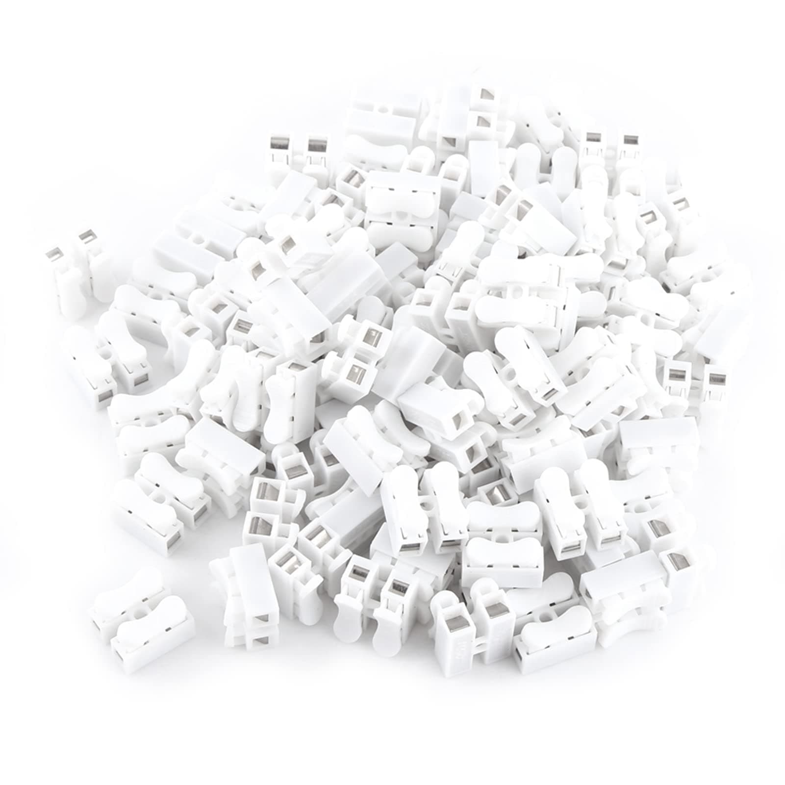 Eujgoov 100pcs 5A 220V 2 Pin Push Quick Wire Cable Connector White Wiring Terminal LED Strip Light Wire Connector