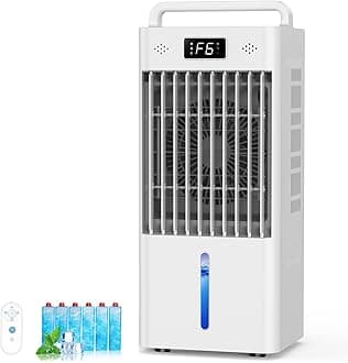 Portable Windowless Air Conditioners, 3-IN-1 Swamp Cooler, Evaporative Air Cooler, 6 Speeds & 3 Modes, 3-Gal Water Tank for Cooling, 20 FT/S Remote Control, Portable Air Cooler for Indoors