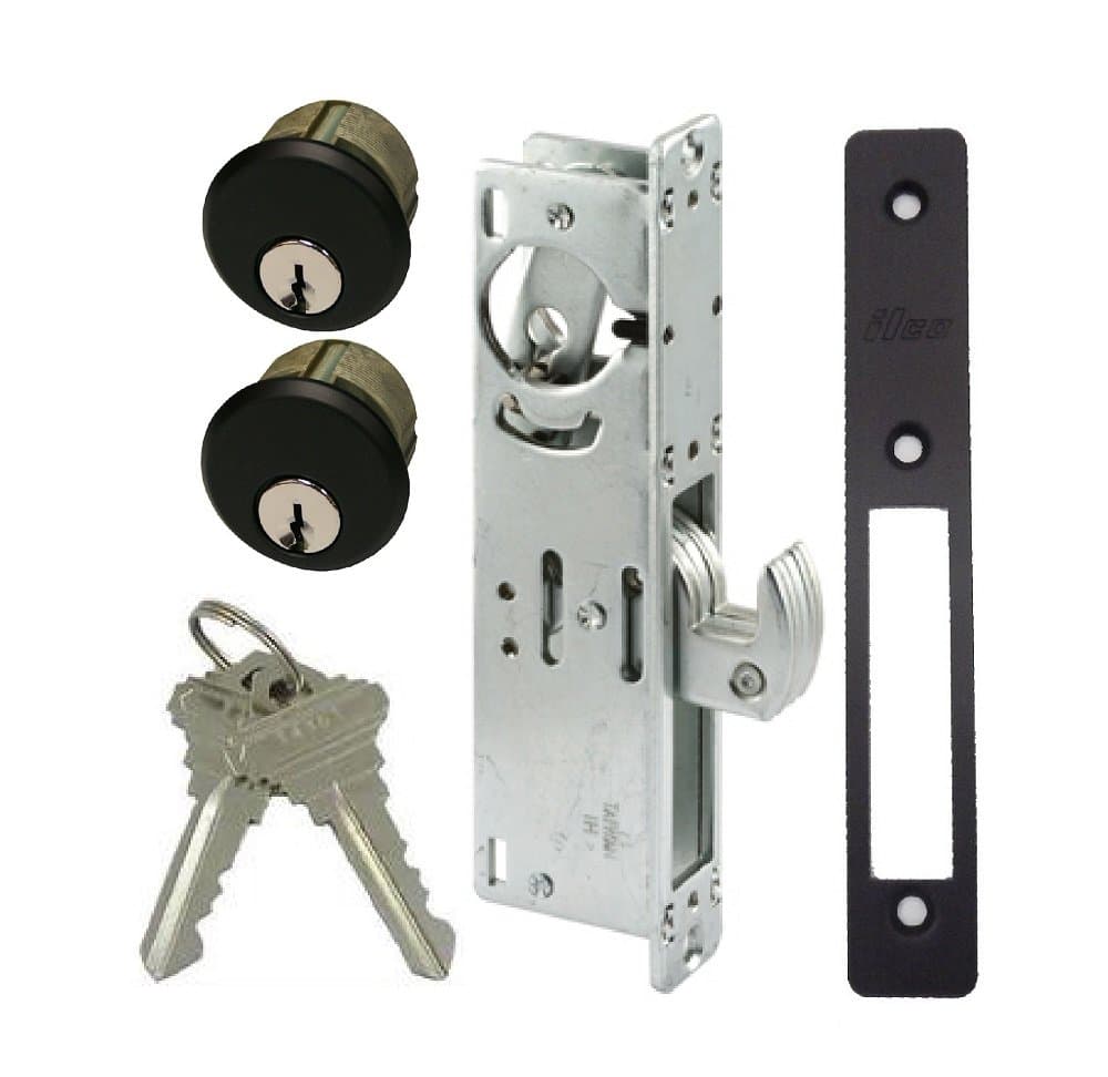 Pacific Doorware Keyed Hooklatch Dedbolt Set (Double Cylinder, Duronotic Bronze, 1-1/8" Backset)