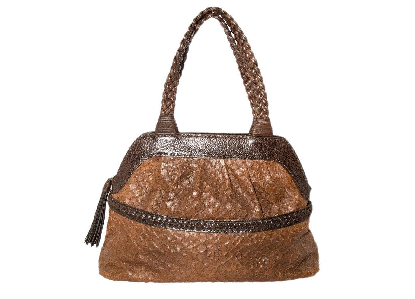 Cate Adair Sequoia Handbag (Brown Snake)