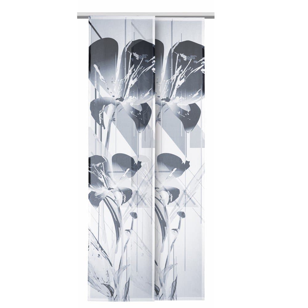 Albani Panel curtain 100% polyester Voile Sliding Partition 245 x 60 cm (H x W), Ready to Hang 271786 Welcome Home Trinity – Pack of 1, White/Black/Grey