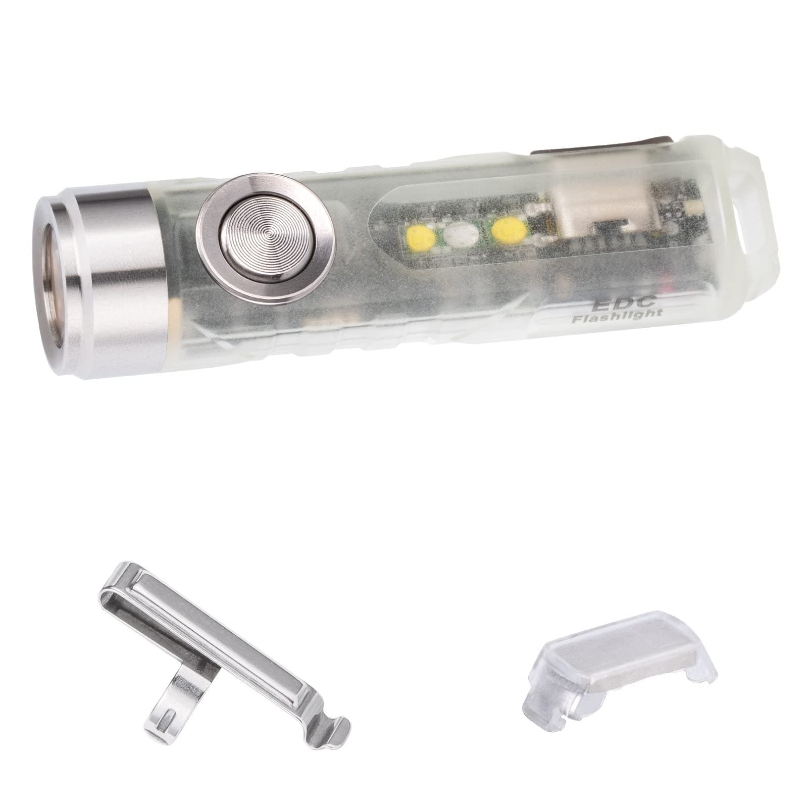 RovyVon A5 G4 EDC Keychain Flashlight USB-C Charging, 420 High Lumens Small Flashlights with Magnetic Clip and Base, Fluorescent Green, 365nm/White Sidelights