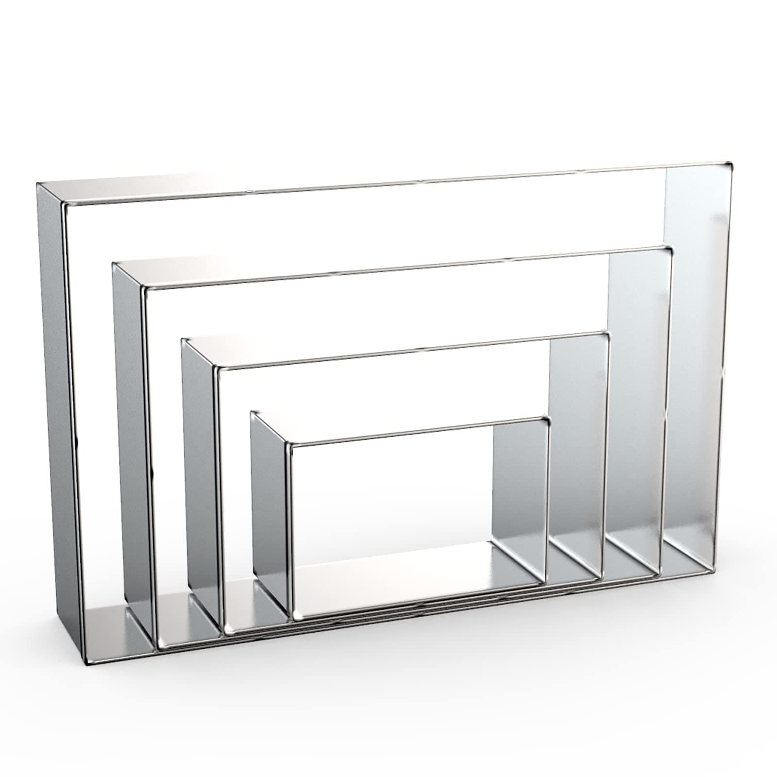 Rectangle Cookie Cutter Set Large - 5 Inch, 4 Inch, 3 Inch, 2 Inch - Geometric Frame Plaque Cookie Cutters Shapes Biscuit Molds - Stainless Steel