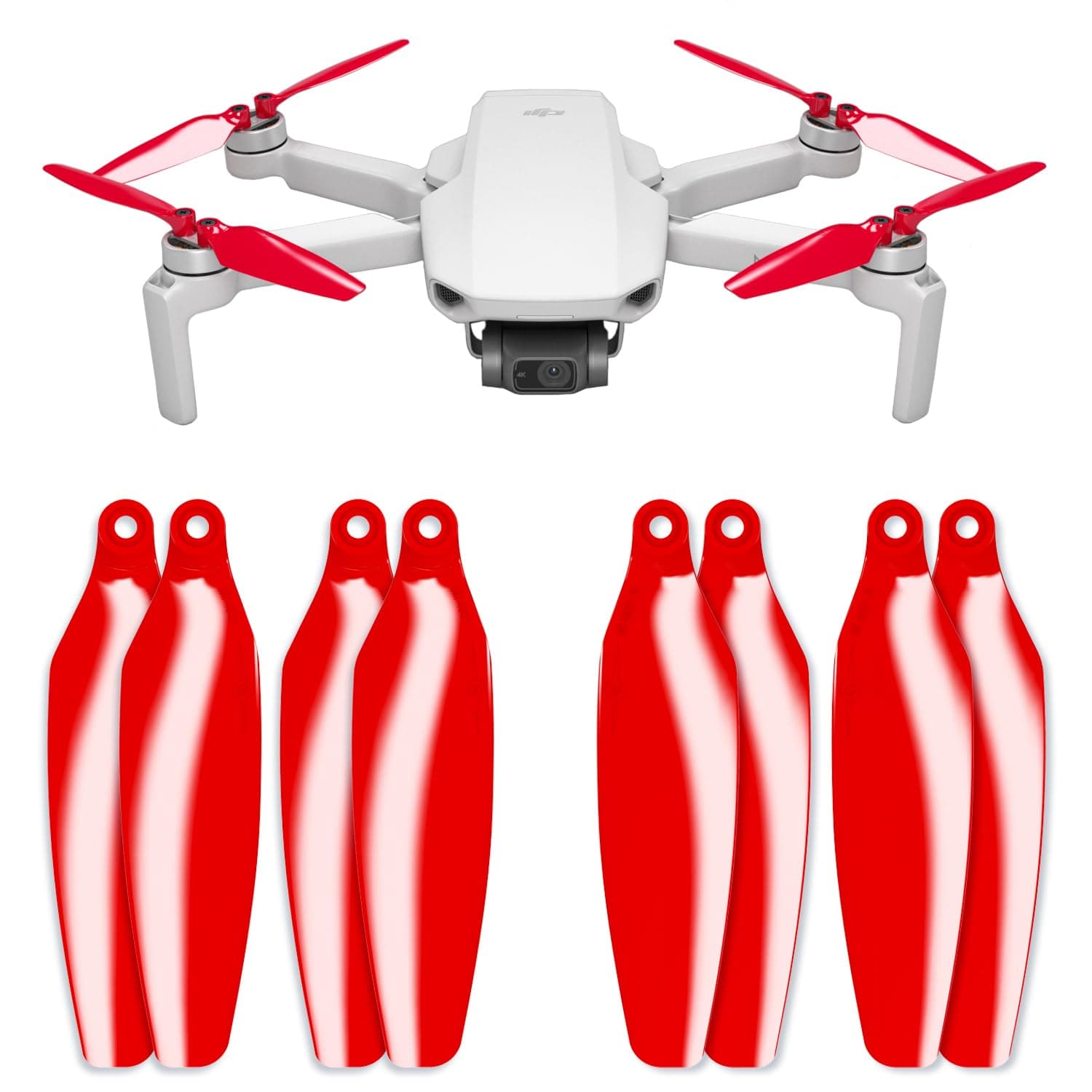 Stealth Propellers for DJI Mini 2, Mini 2 SE, Mini SE & Mini 4K - Red, 4 propellers in set