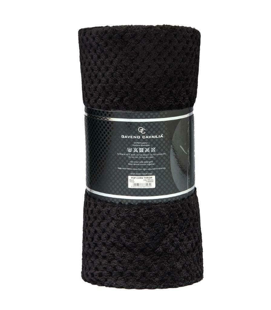 EXQUIZIT HOME Throw Blanket Soft Warm Luxury 100% Polyester Double Bed Two Seater Sofa Throw Popcorn Black 150Cm x 200Cm Approximately.
